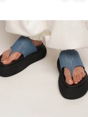 THE ATTICO Platform Denim Sandals